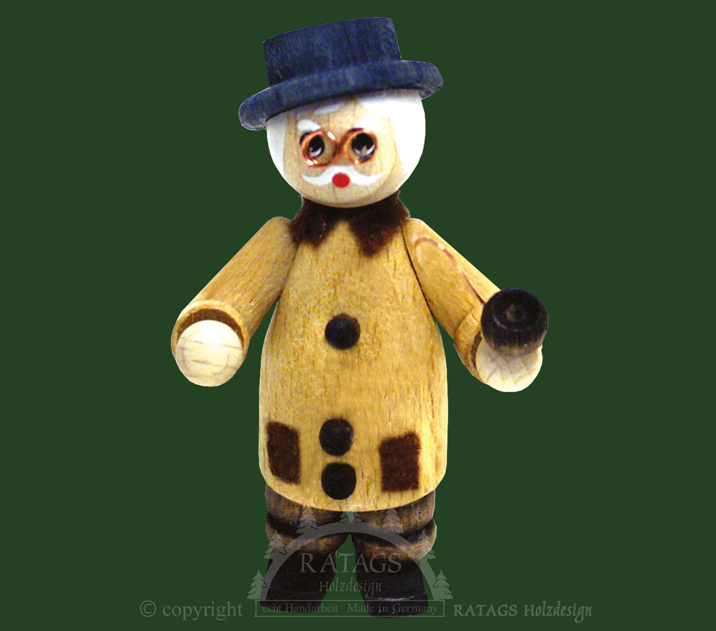 Figur, Opa sitzend mit Pfeife, natur