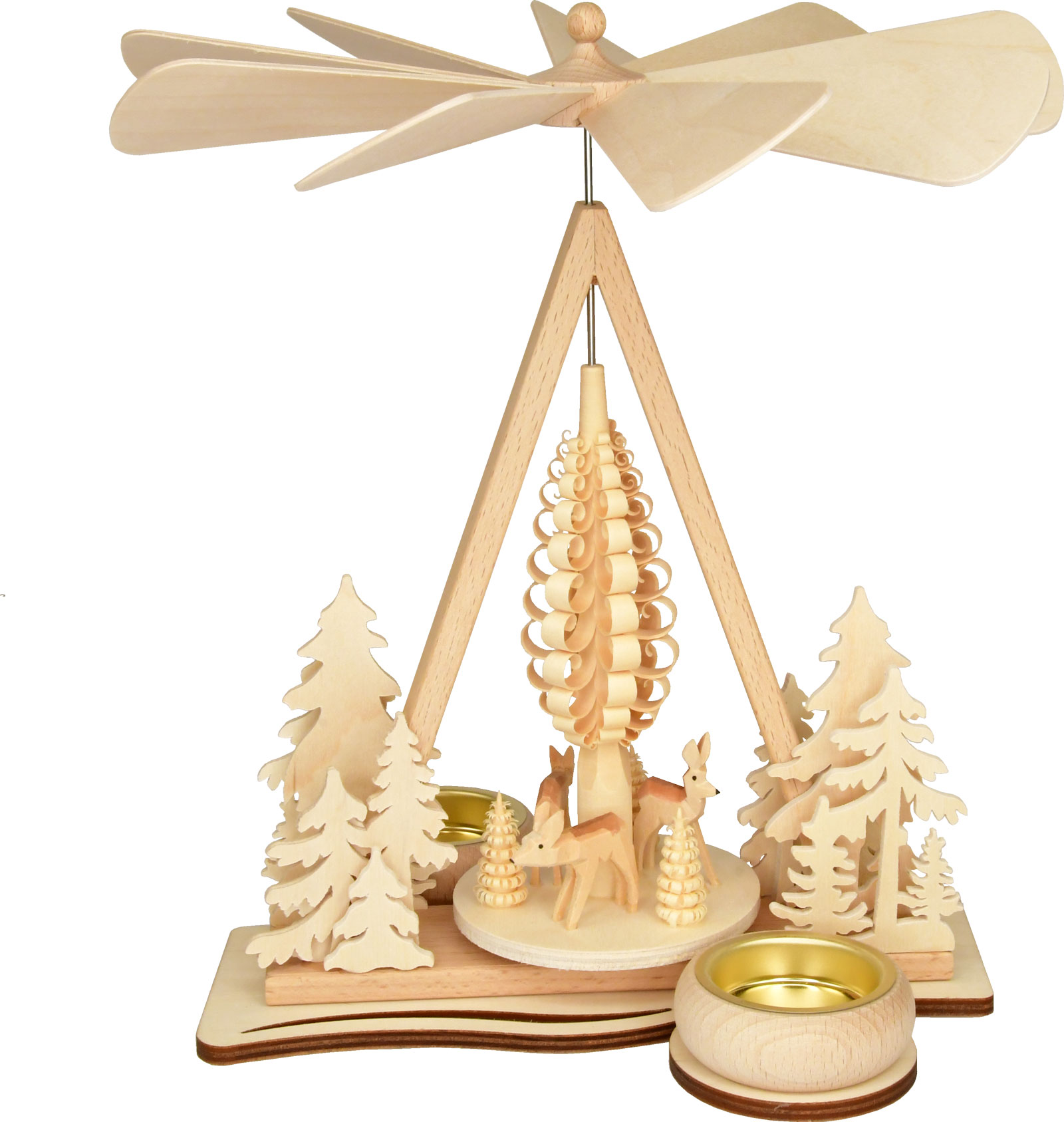 Triangular pyramid, deer group, chip trees and 2 tea light holders