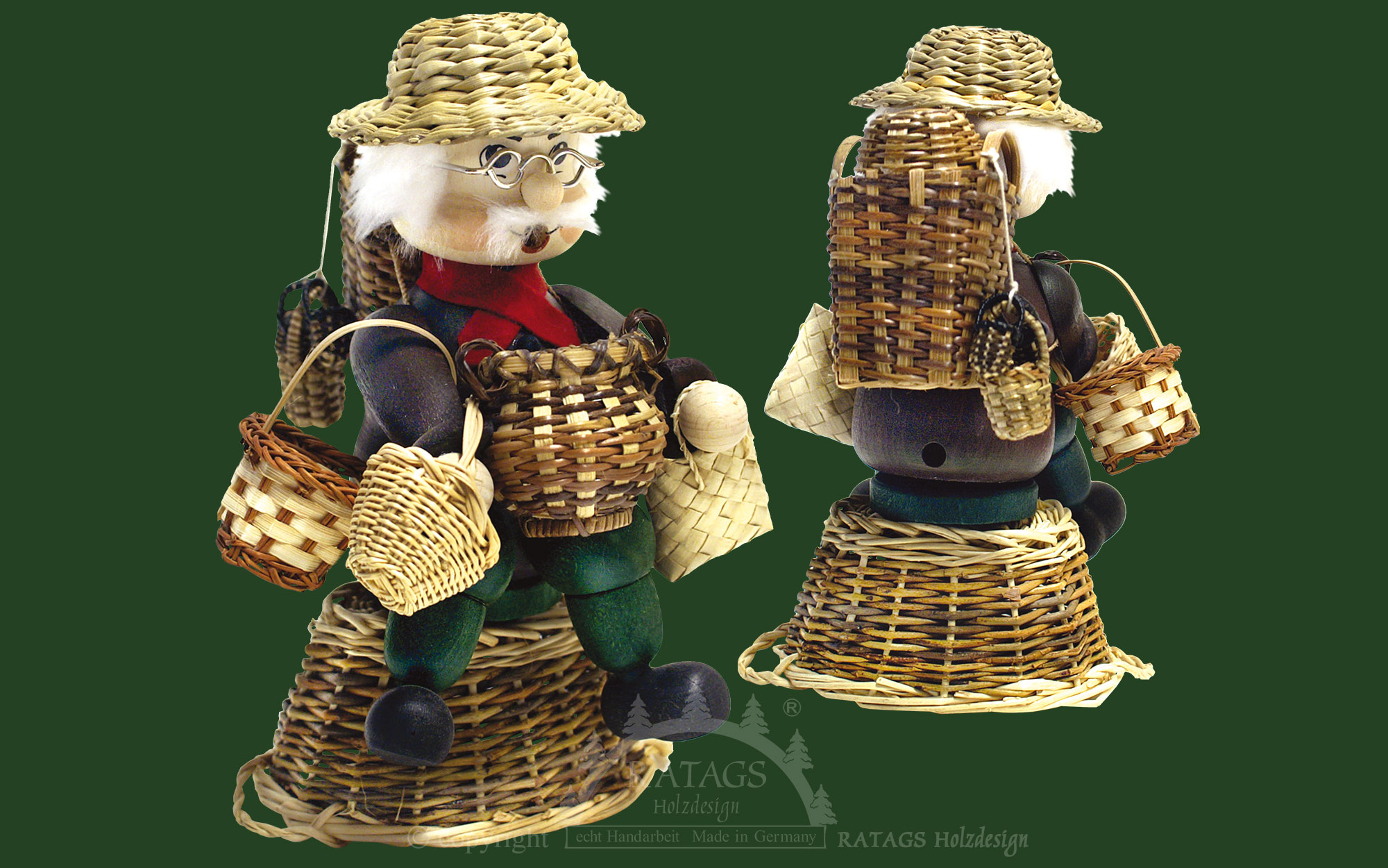 Kantenhocker, vendedor de cestos em cesto de vime