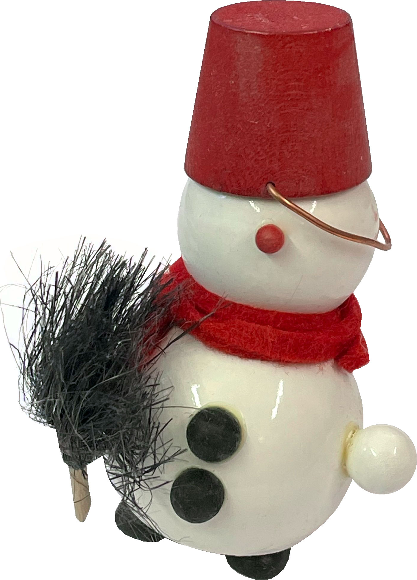 Schneemann weiß, stehen, roter Eimer Schneemann weiß, stehen, roter Eimer