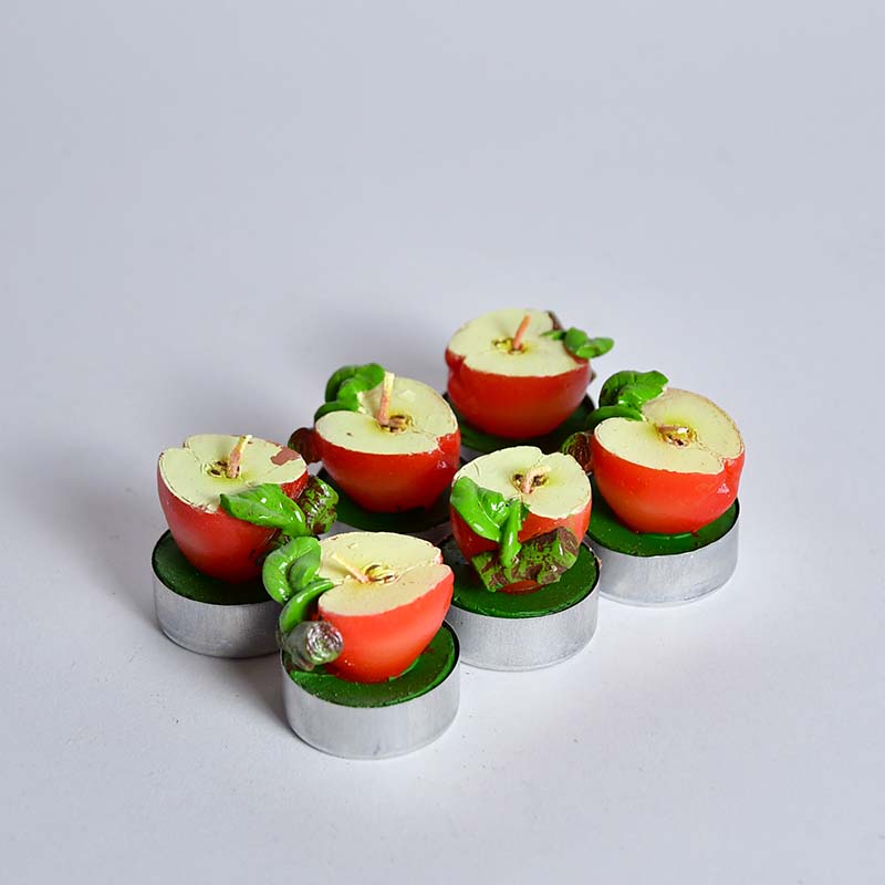 Tealight candles, apple, 6 pieces, red