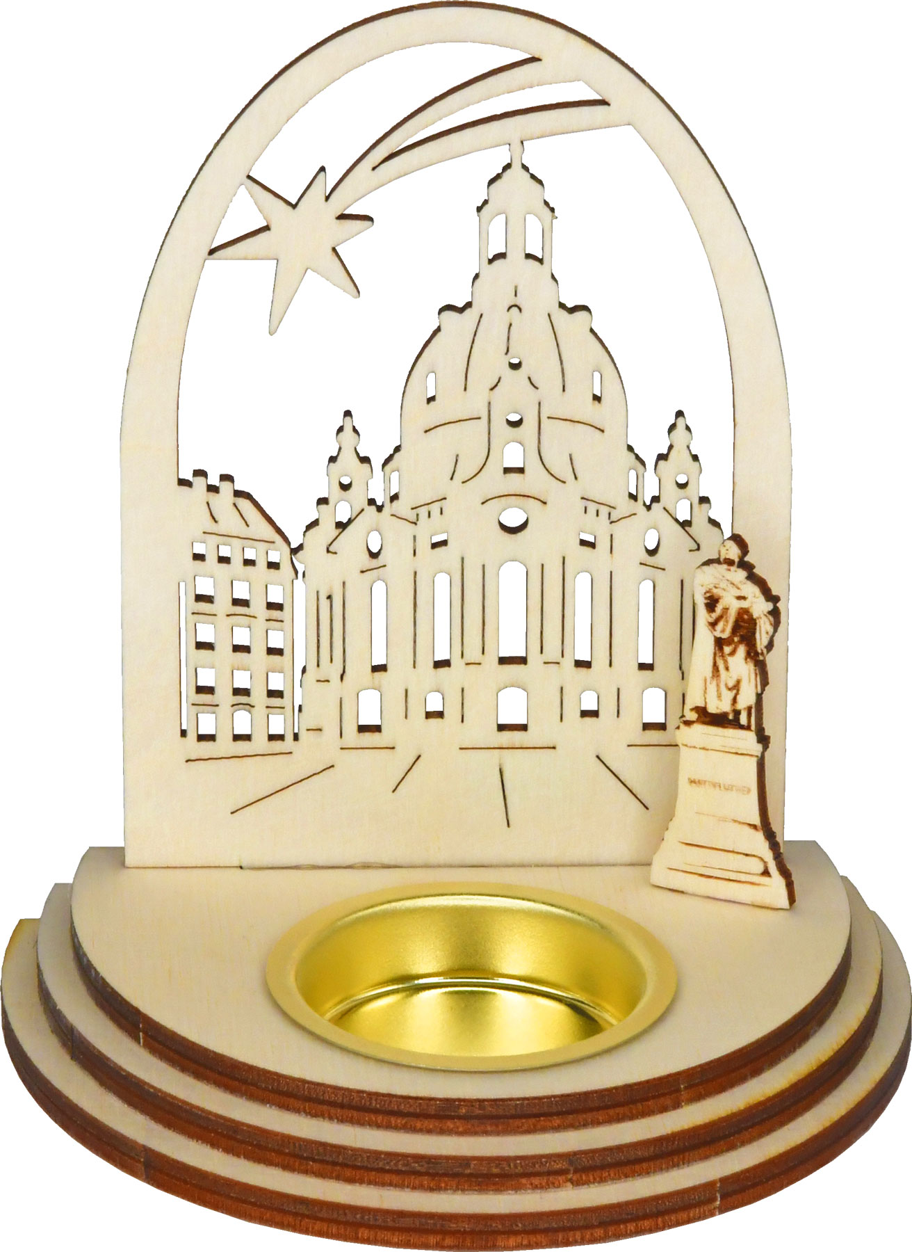 Schattenspiel, Frauenkirche mit Bogen 1 Teelichthalter, inklusive Teelicht