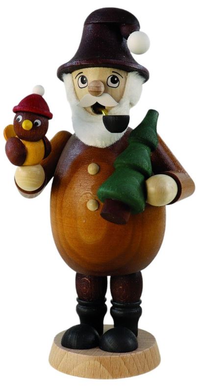 Wichtel mit Vogel +Baum, farbig Räuchermann, 16,5cm