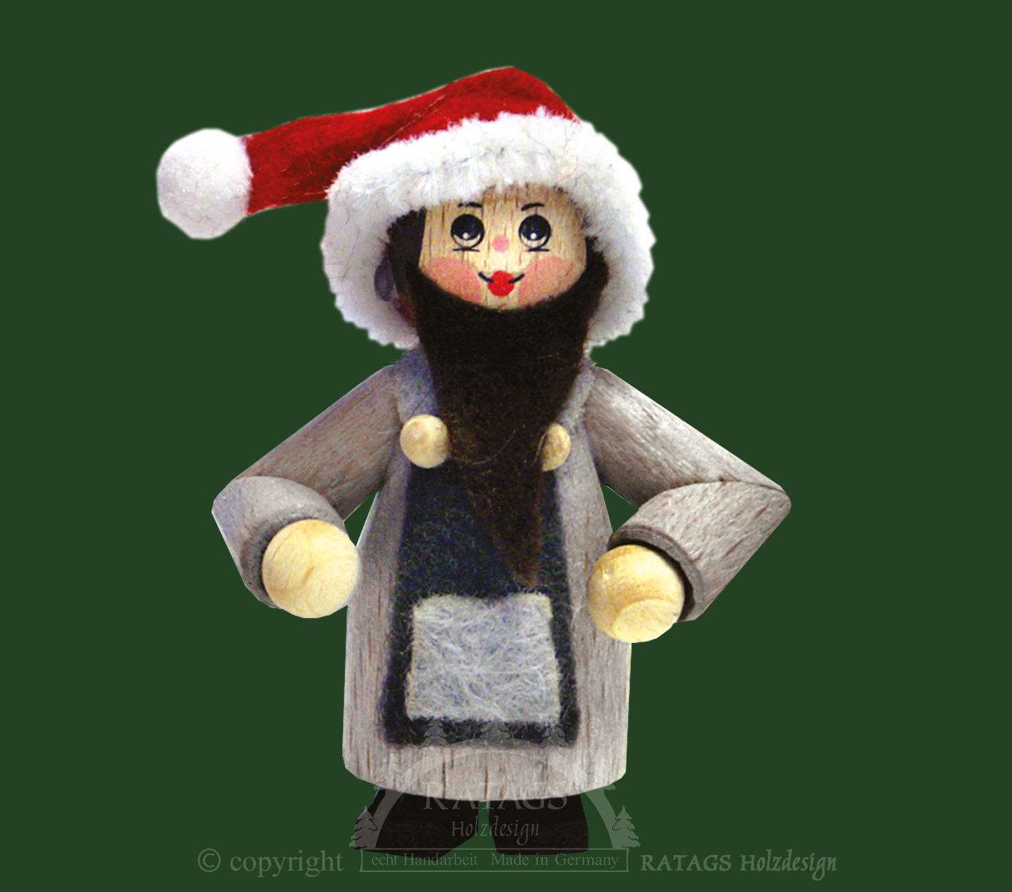 Figur, Wichtel mit roter Weihnachtsmann-Mütze