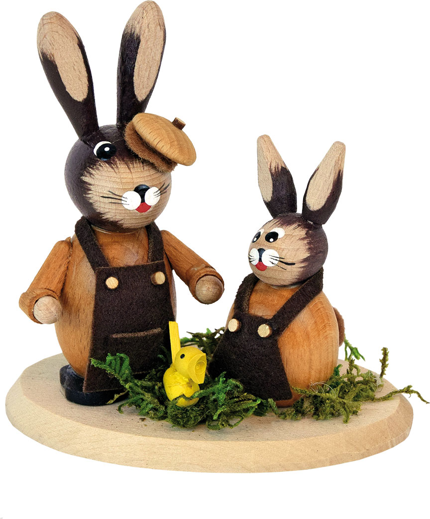 Hasenpärchen, braune Schürze und Hut Hasenpärchen, braune Schürze und Hut