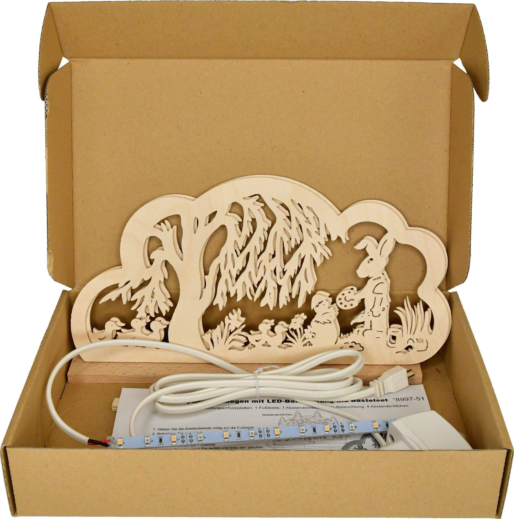 Schwibbogen mit LED zum Basteln Häschen auf der Wiese