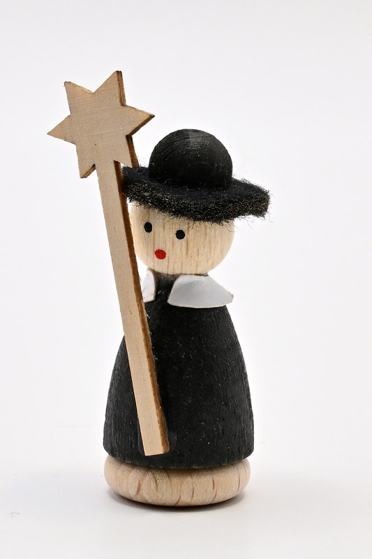 Figuur, kerstkoor met ster, zwart mini