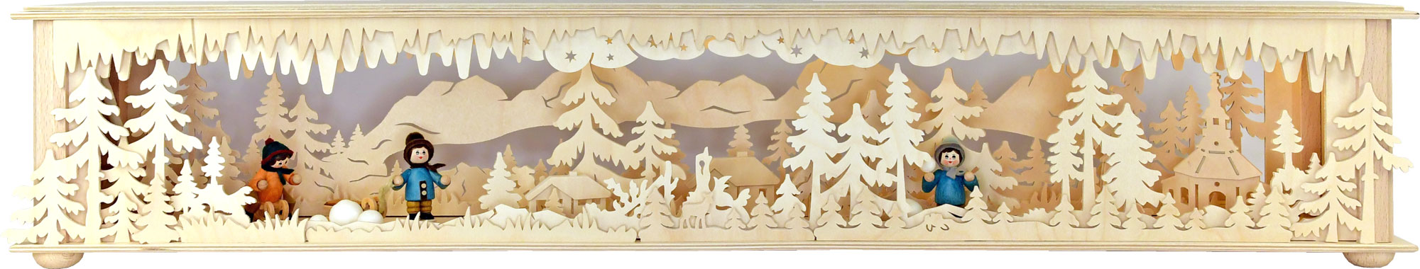 Luminária grande, 3 crianças de inverno