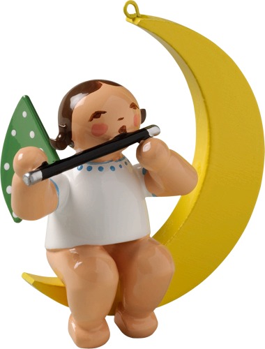 Engel mit Querflöte, dunkles Haar