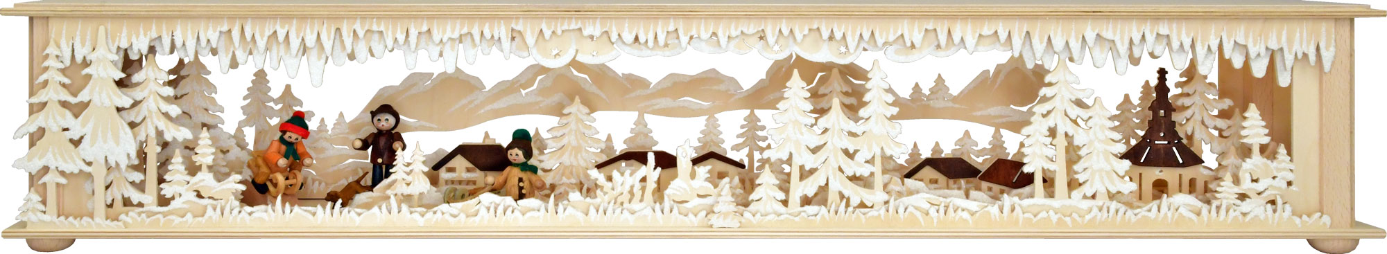 Large room light, grandfather with grandchildren, hoarfrost