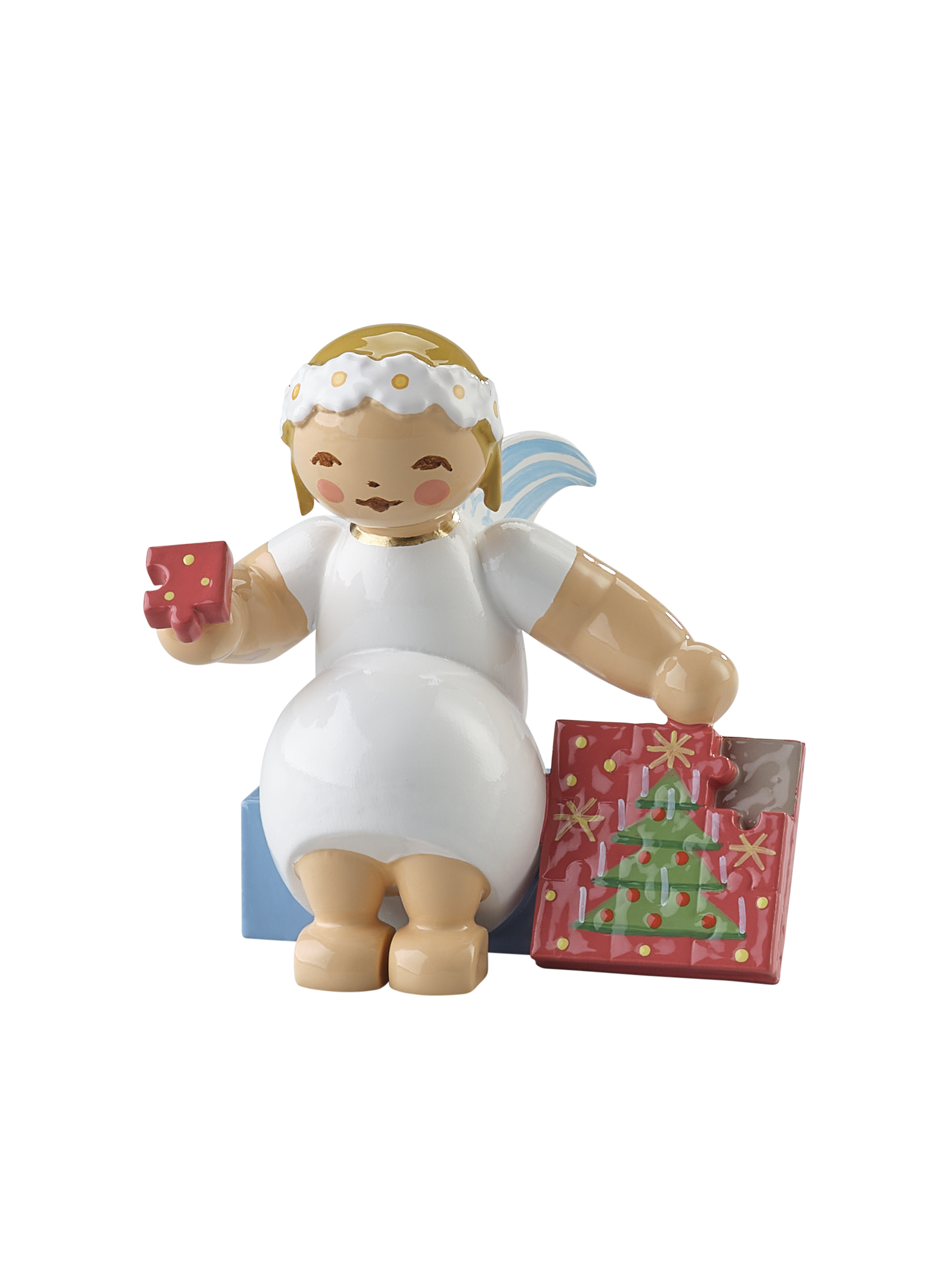 Margeritenengel, sitzend, mit Puzzle