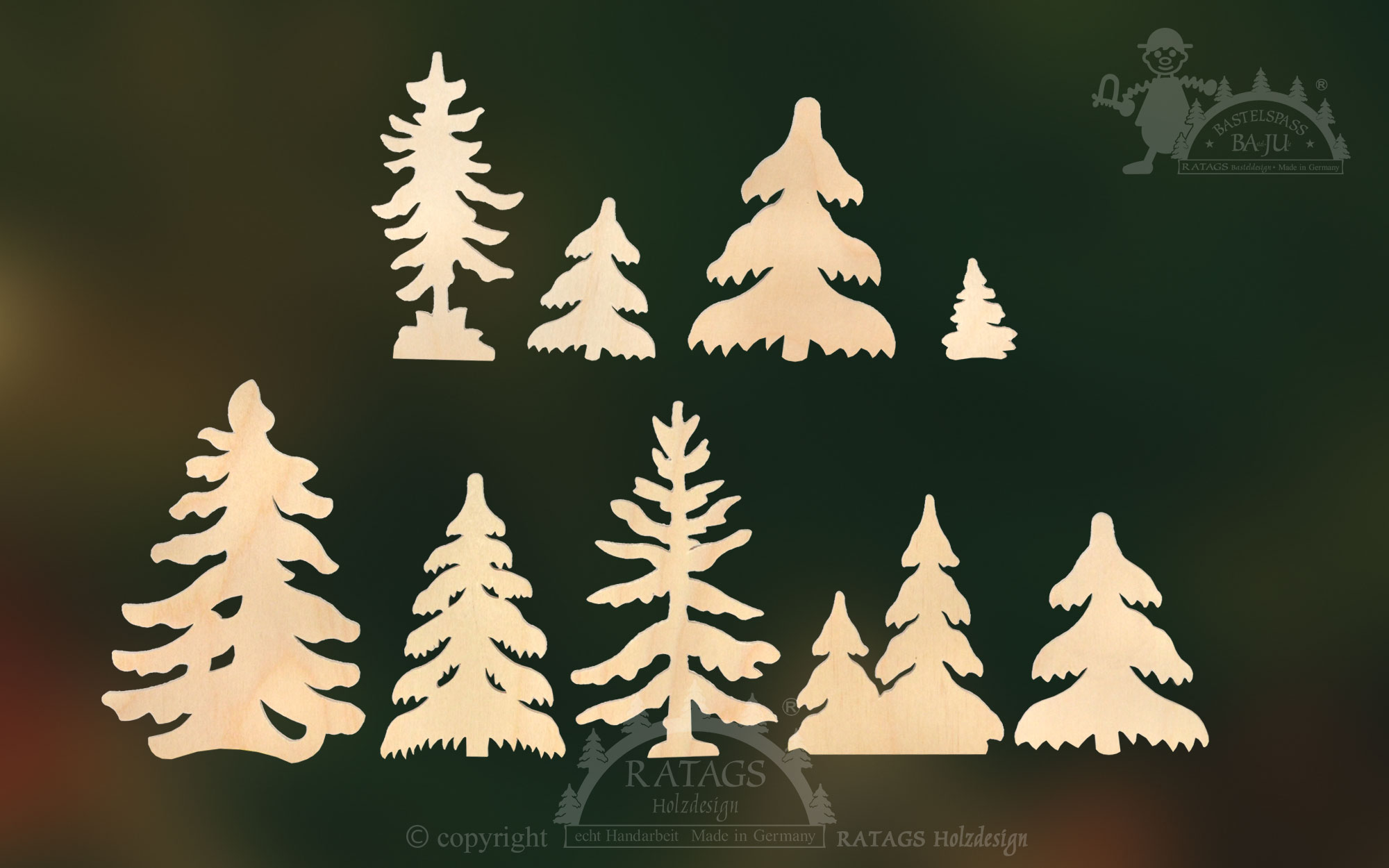 Trees for crafting, set of 9, 2.5 to 10.0