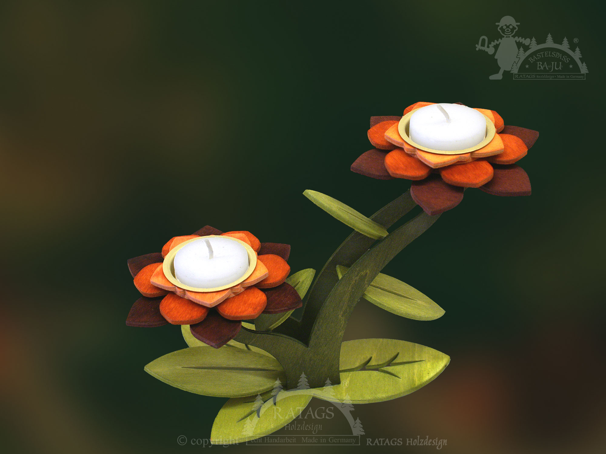 Tealight holders for crafting, 2 flowers