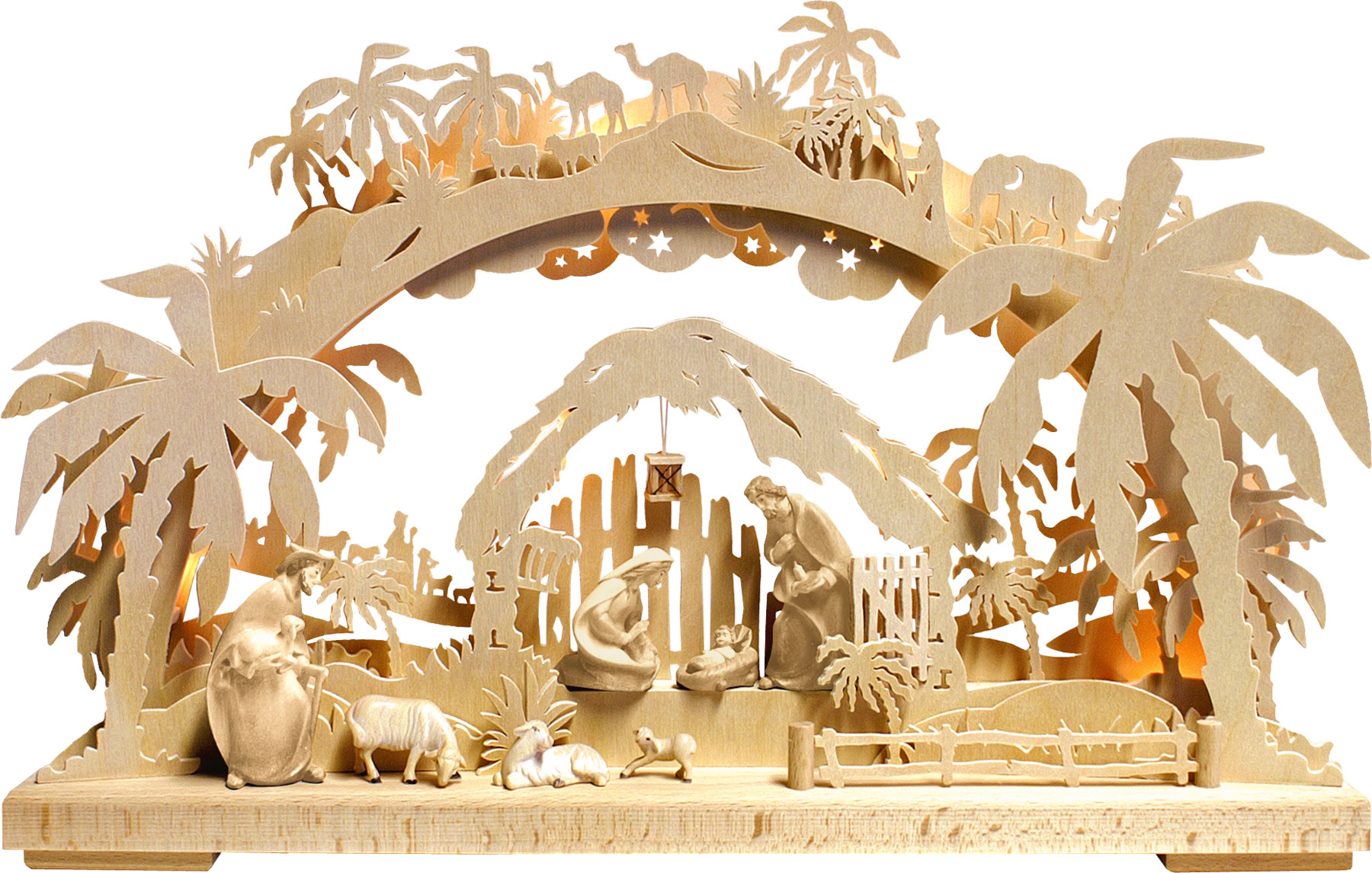 3D candle arch, small, Orient, Tyrolean figures, natural, without kings