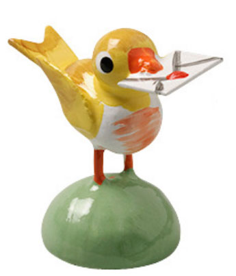 Vogel mit Brief, gelb