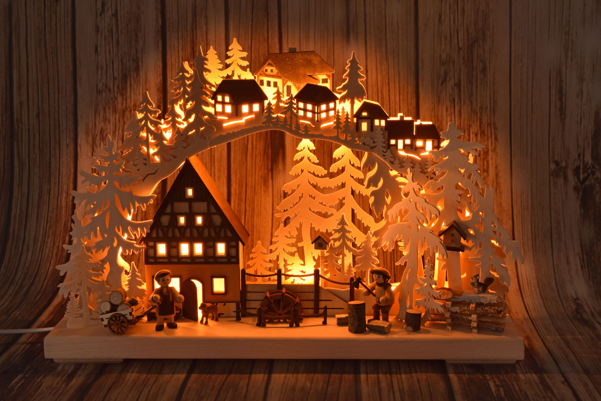 Small 3D candle arch, sawmill with mill wheel
