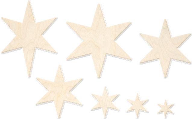 Assorted stars, 7 pieces