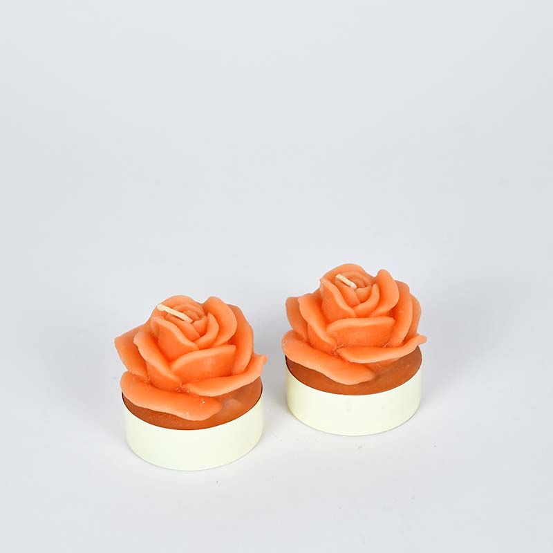 Kerzen Rose, 2 Stück, orange, 6 cm