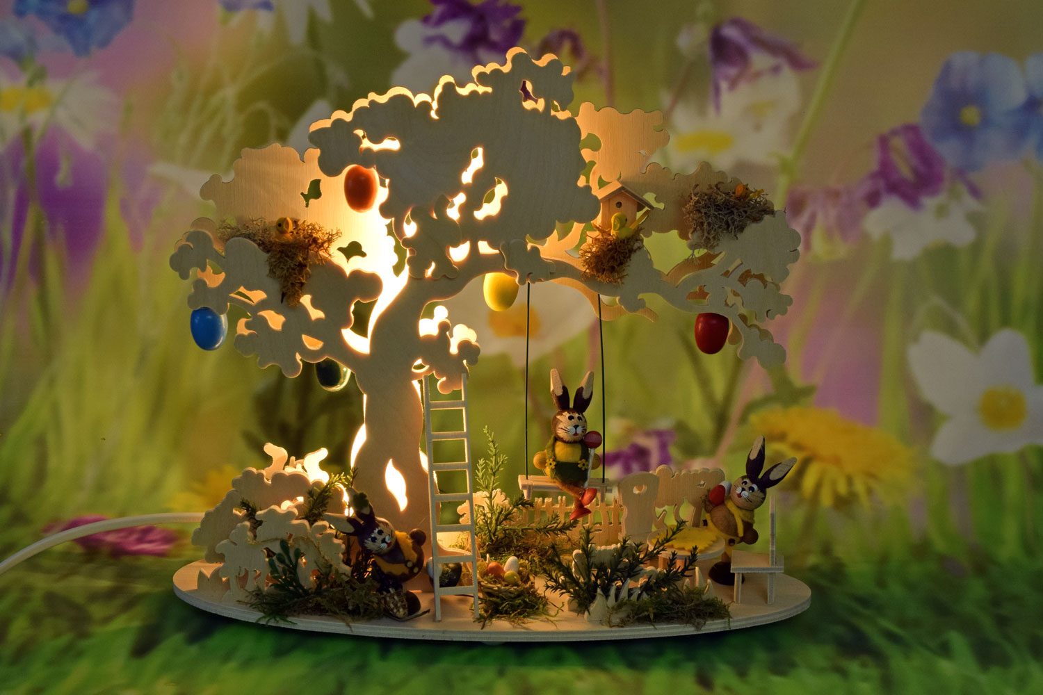 Easter tree rabbit swing Rabbits on the swing