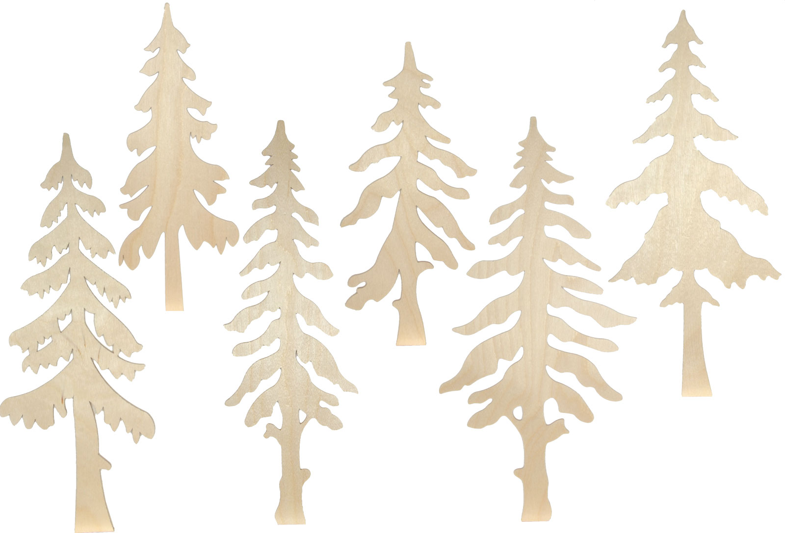 Trees for crafting, set of 6, 19.5 to 26.0 cm