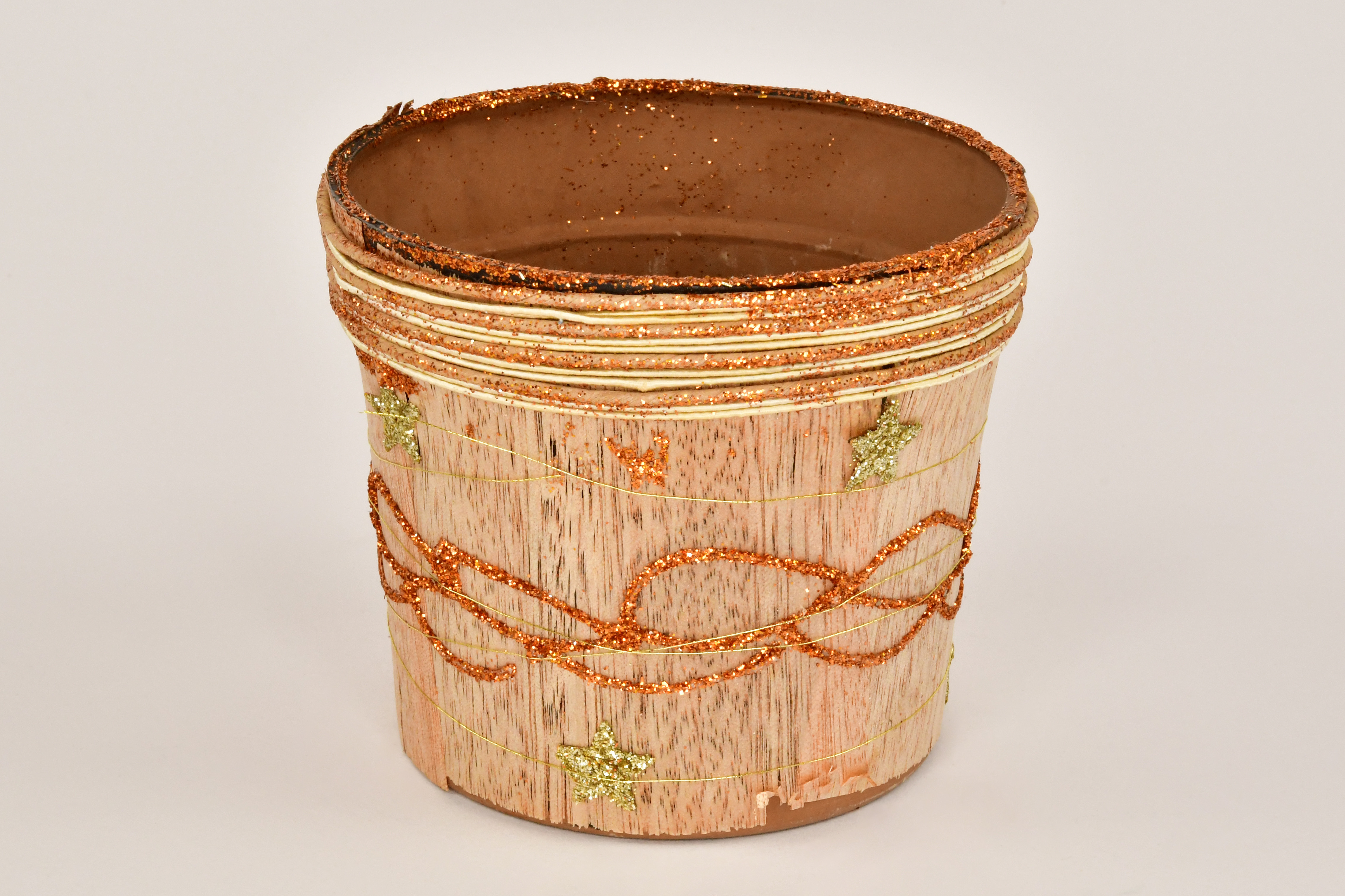 Pflanzgefäß Sisal mit Naturmaterialien Topf, rund, klein