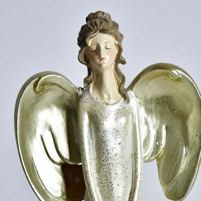 Figur Evgenia, 2 sort., engel, H 35 cm kunstharpiks, guld