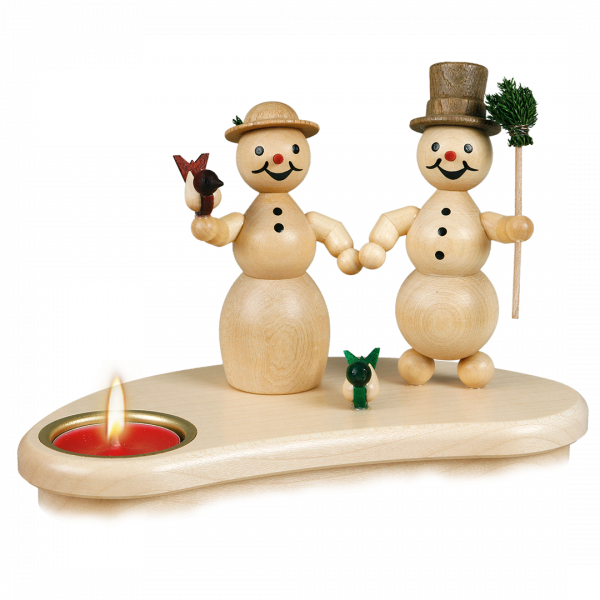 Schneemannleuchter "Mann & Frau" 1 Teelicht