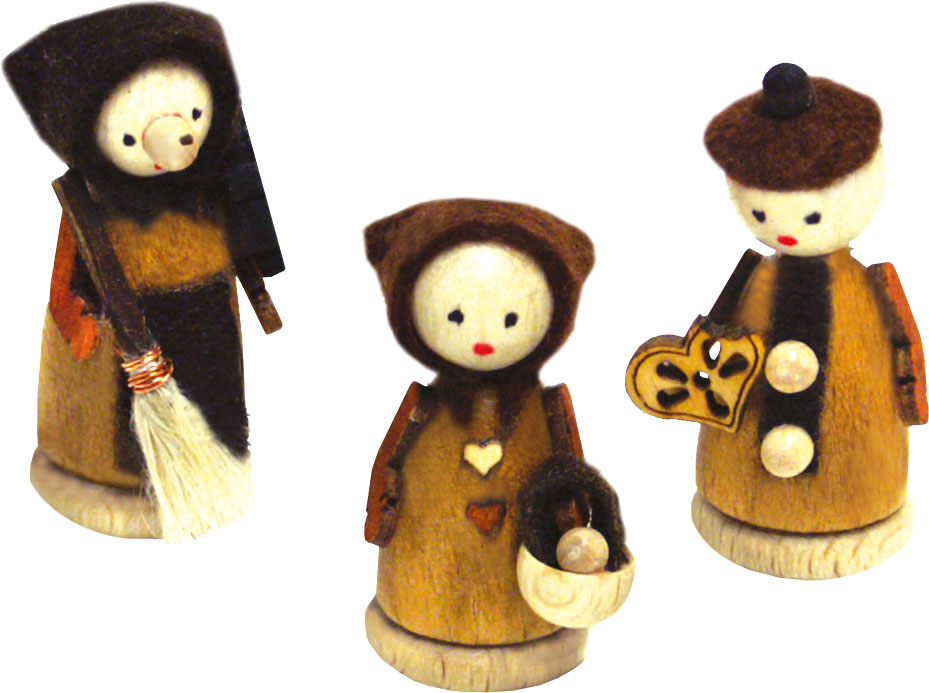 Figuras em miniatura, conjunto de 3, Hansel e Gretel com bruxa