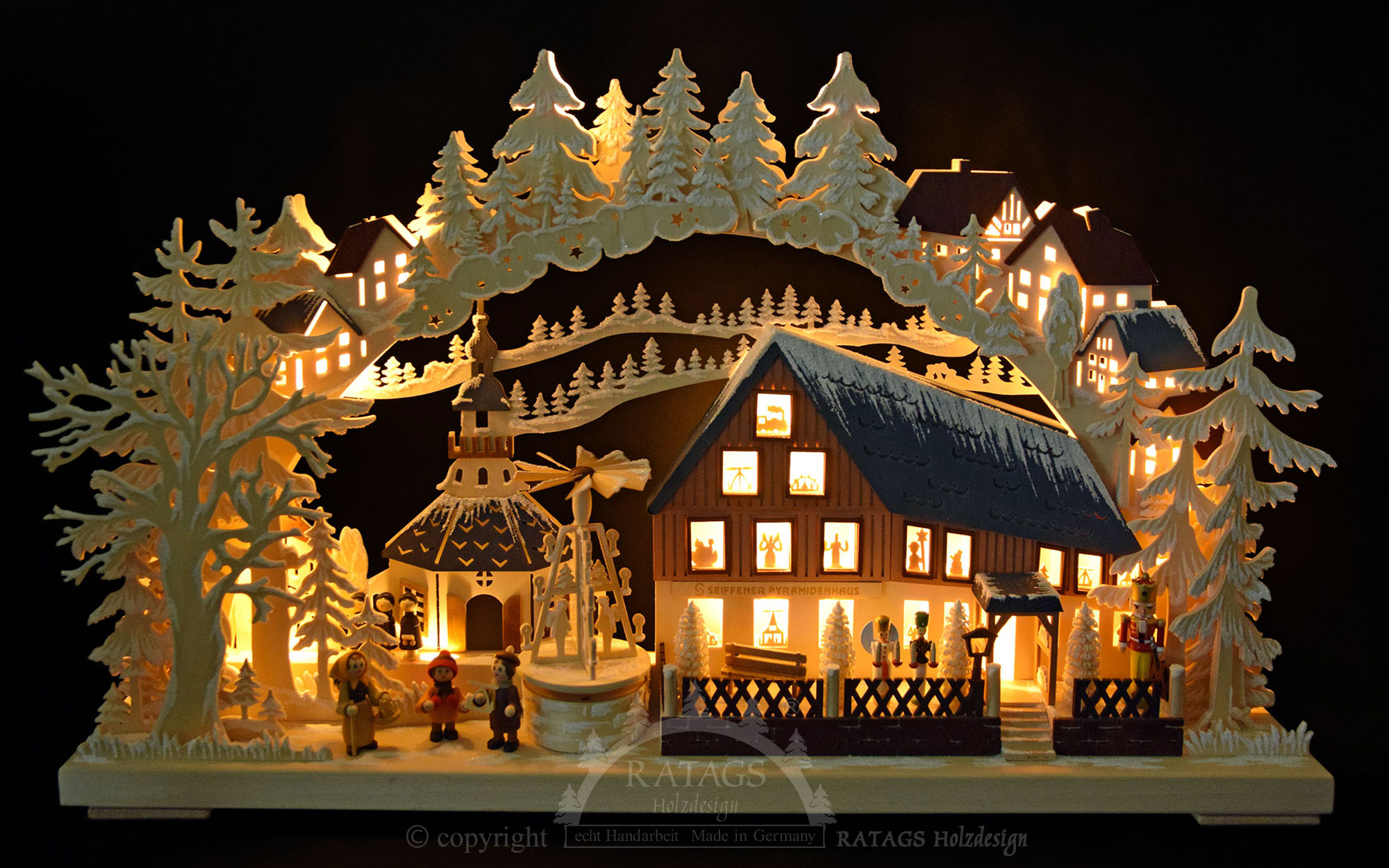 3D candle arch, large, pyramid house, hoarfrost