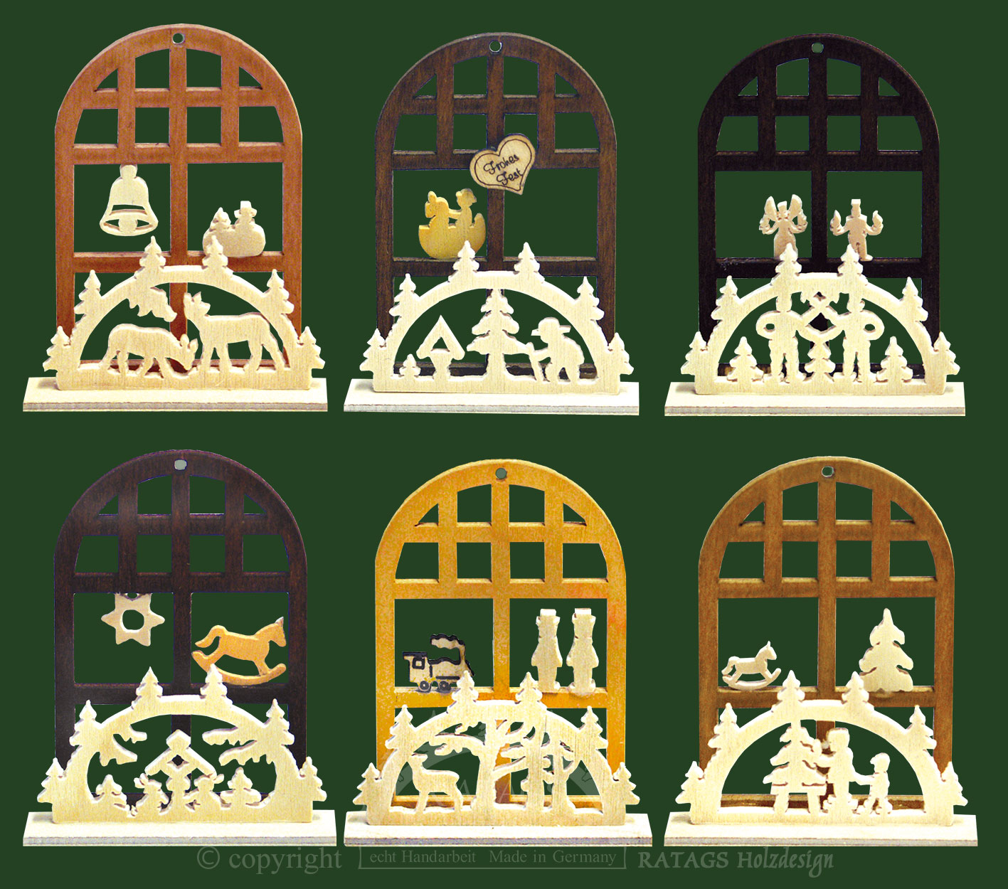 Tree decorations, set of 6, candle arch in the window