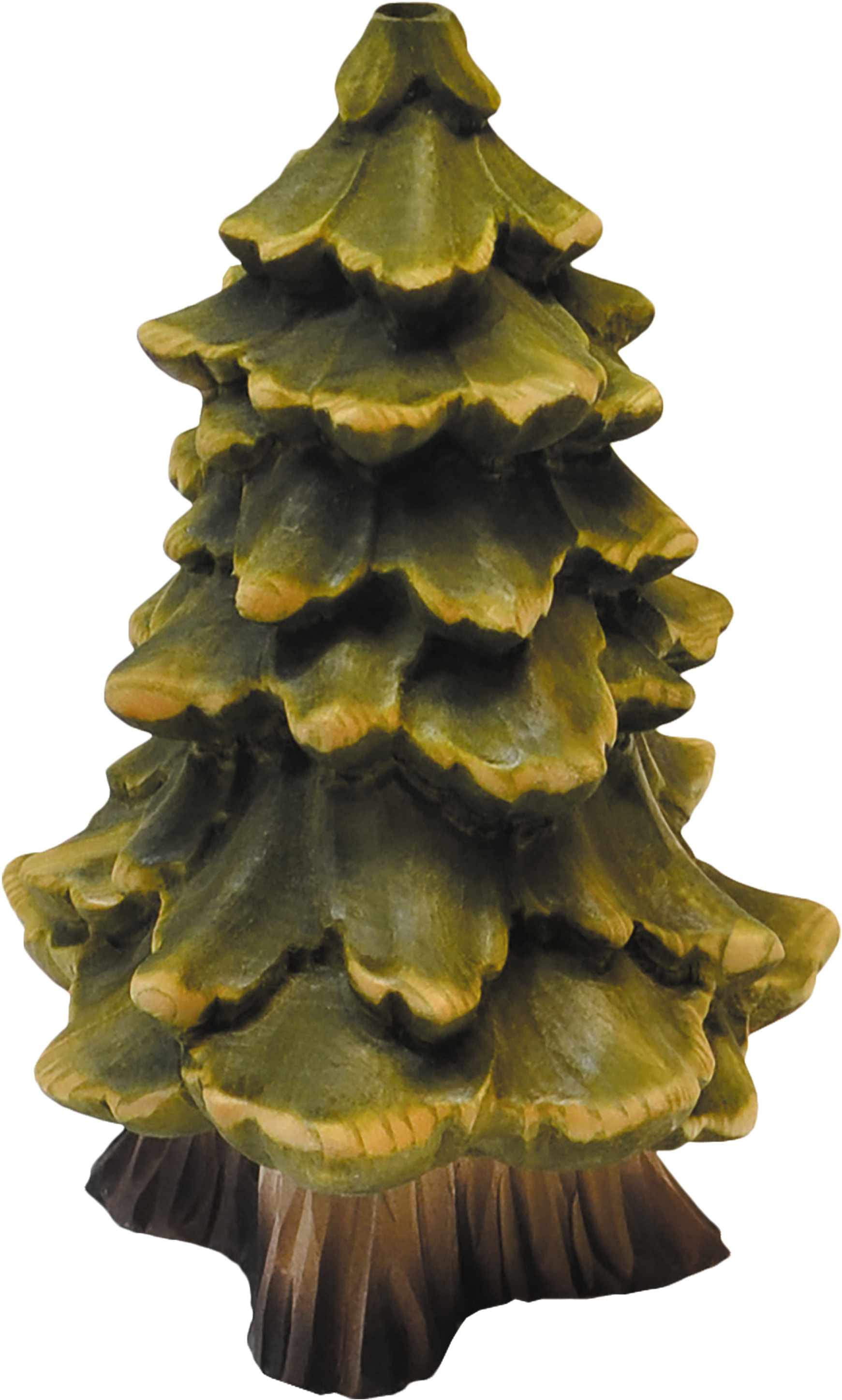Smoking fir tree made of solid wood, large, coloured