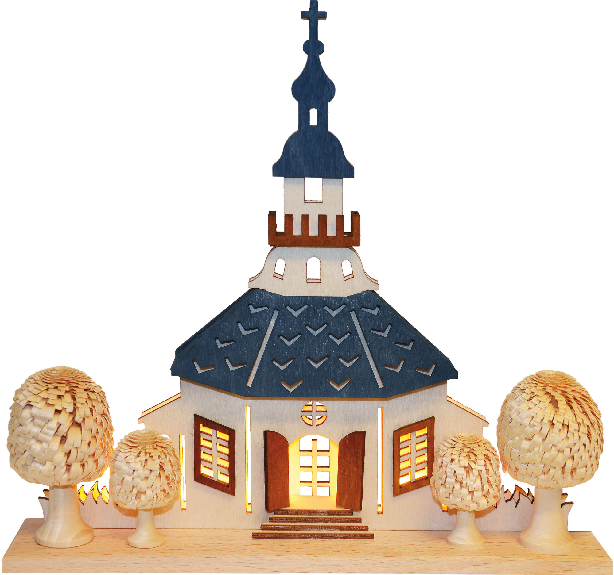 SB-LED Motiv Seiffener Kirche Massivholzgrundplatte