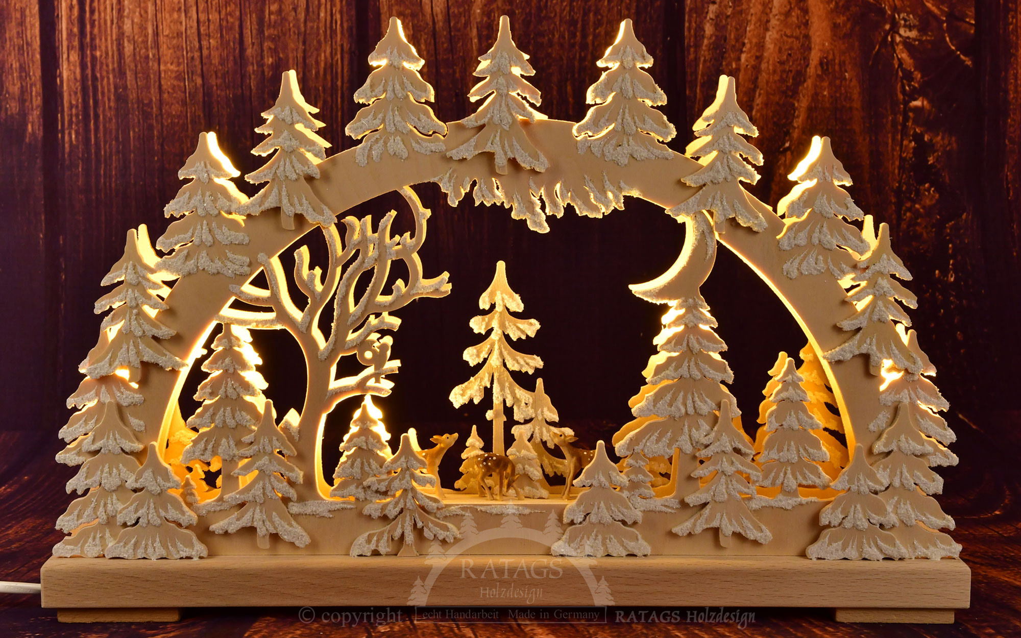 Small candle arch, deer at dusk, hoarfrost