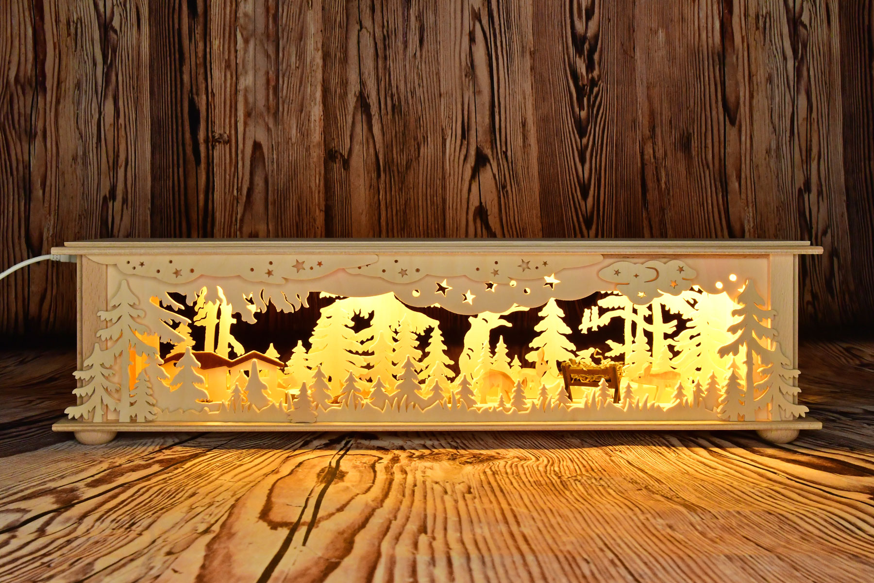 Small room light, forest with deer