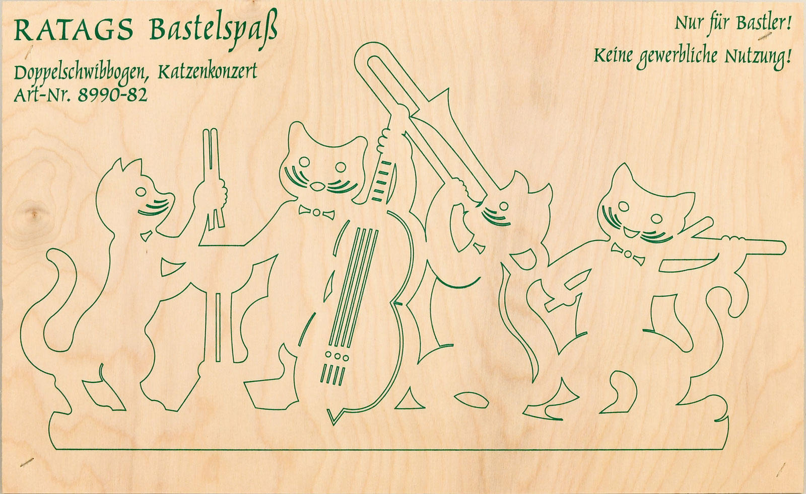 2 motif plywood panels, self-sawing Schwibbogen, small, cat concert
