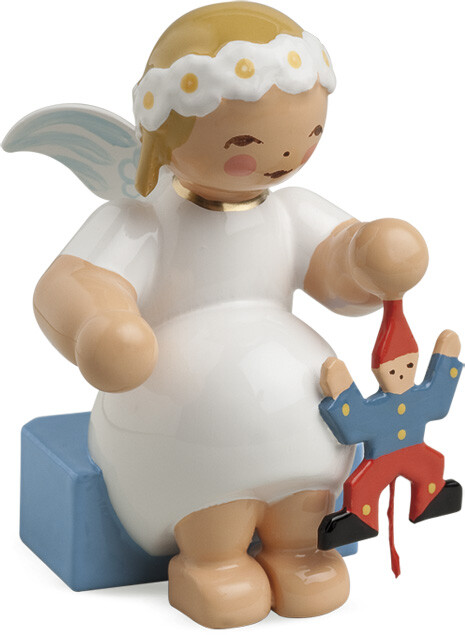 Margeritenengel, sitzend, mit Hampelmann