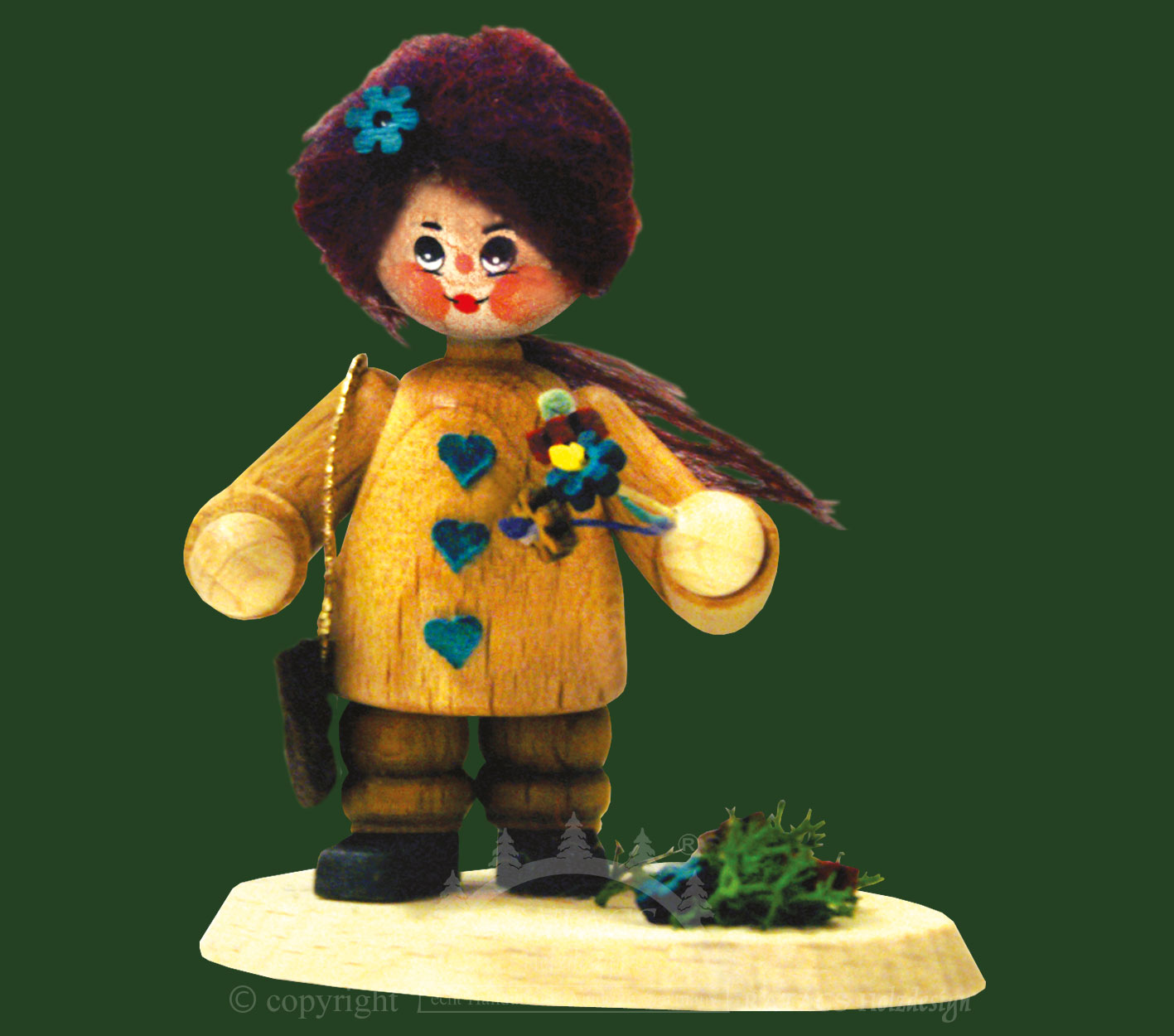 Collector's dolls, girls with shoulder bags and flowers