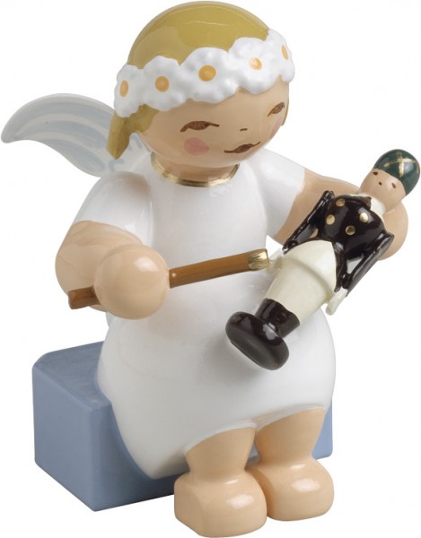 Margeritenengel, sitzend, mit Bergmann