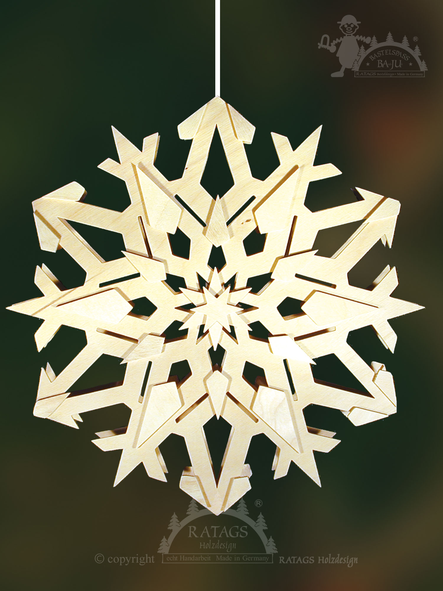 Window picture, illuminated, for crafting, star, self-assembly