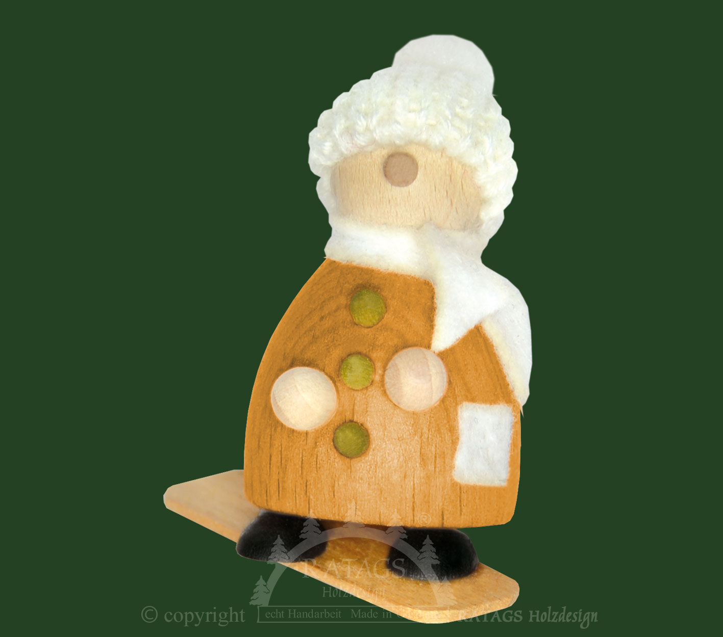 Snow-Molli, Junge Linie, on a snowboard, white knitted hat