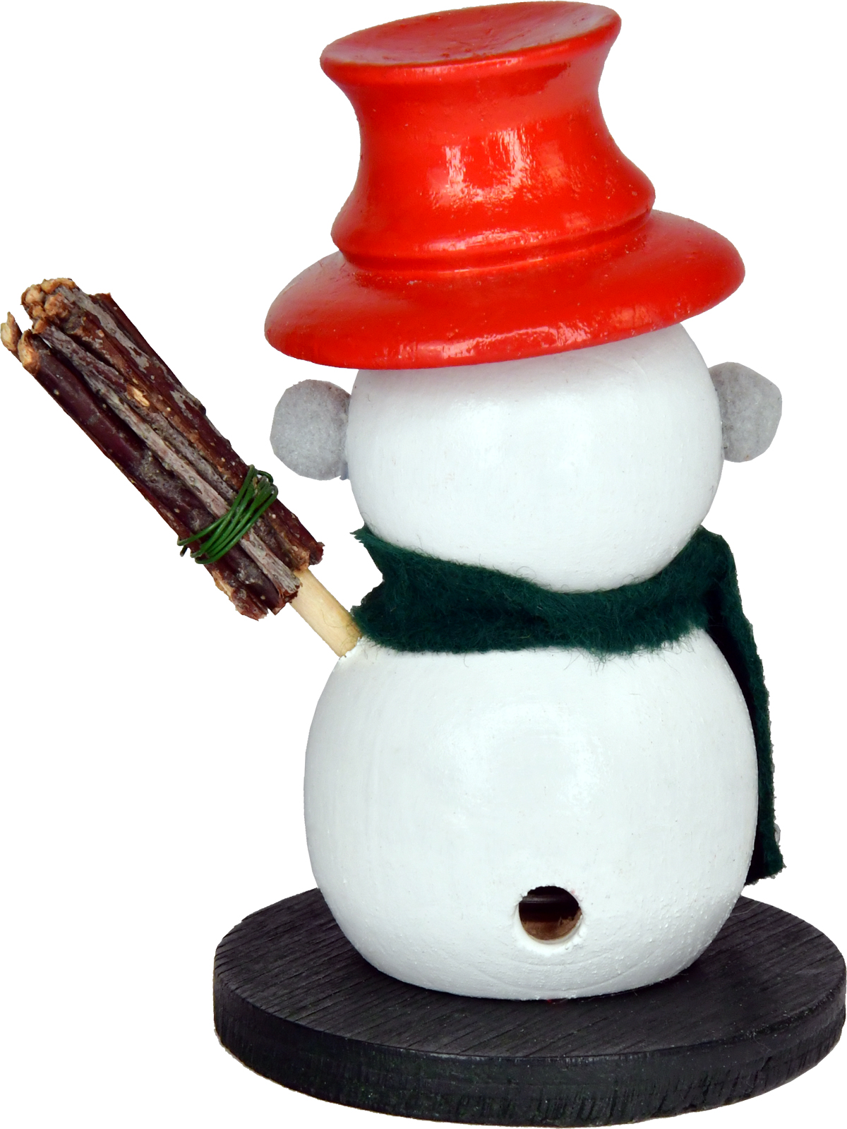 Mini incense burner, snowman, white, red hat, green scarf