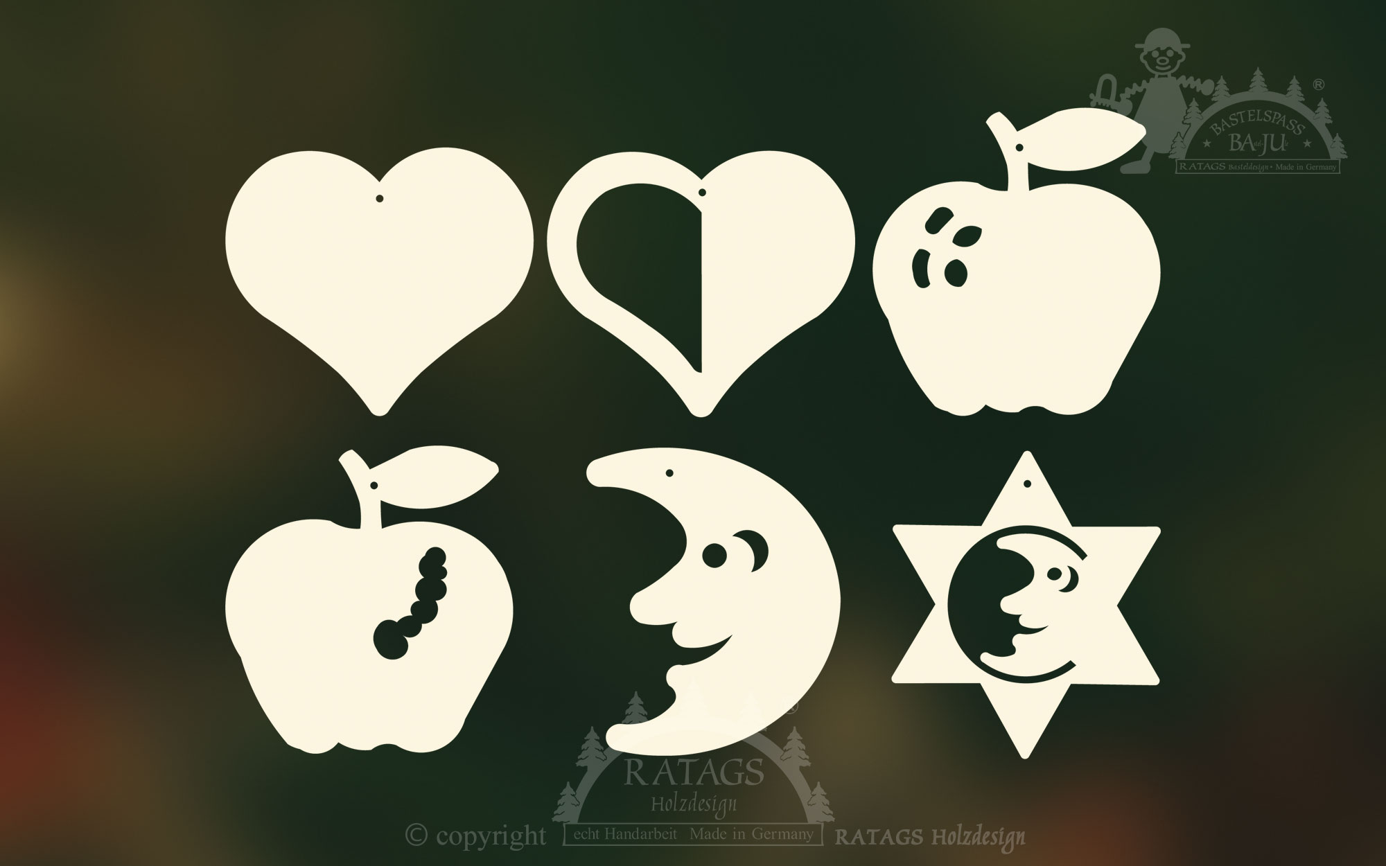 ツリーオーナメント、6個セット、クリスマスモチーフ