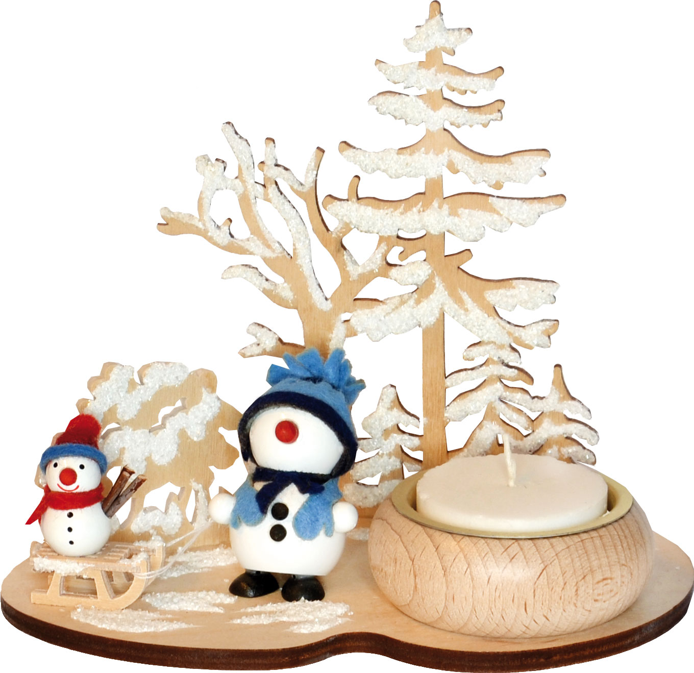 Tischschmuck, Snow-Molli mit Schlitten, Raureif Tischschmuck, Snow-Molli mit Schlitten, Raureif