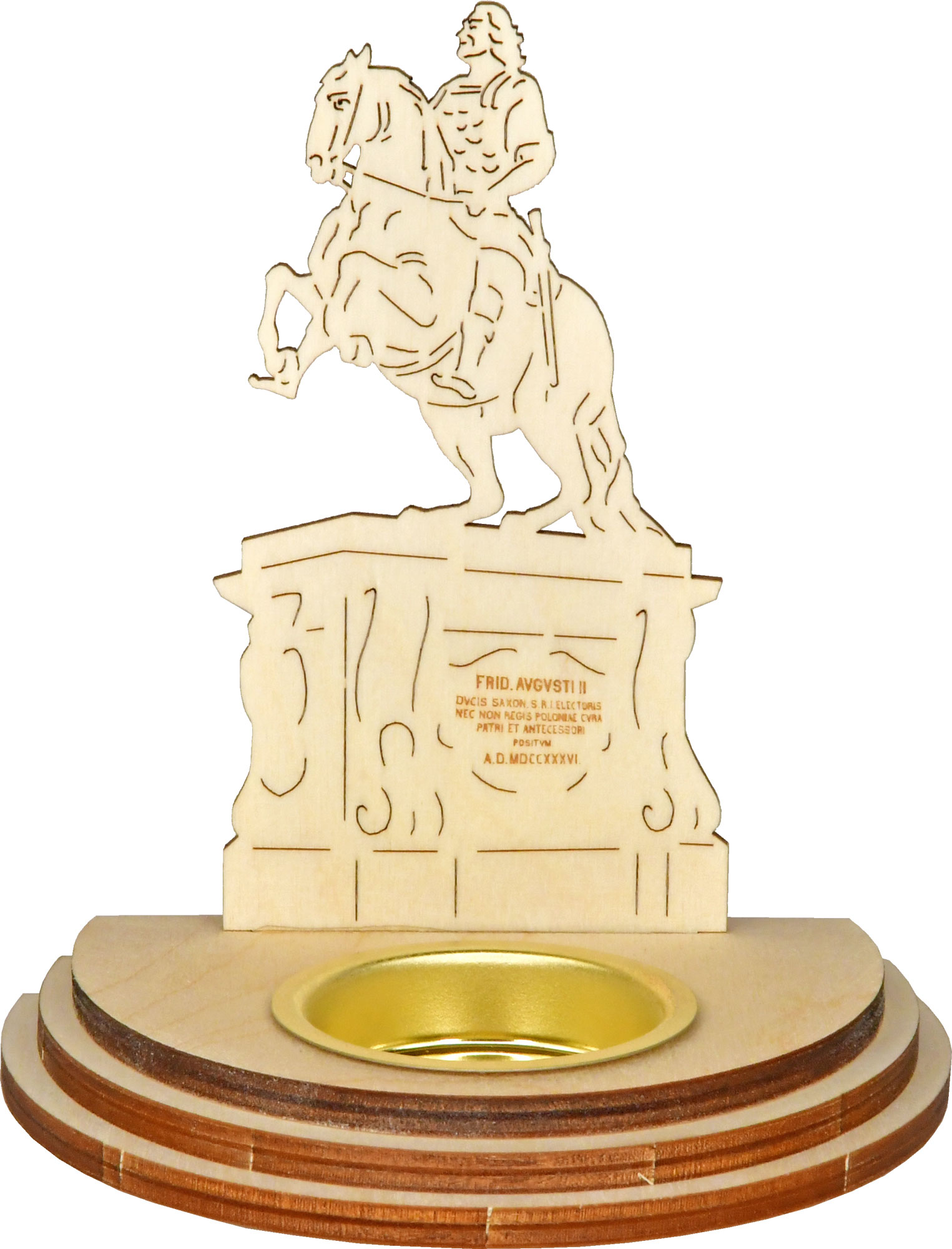 Shadow play, golden horseman with bow, 1 tea light holder