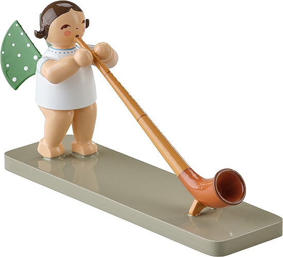 Engel mit Alphorn, dunkles Haar