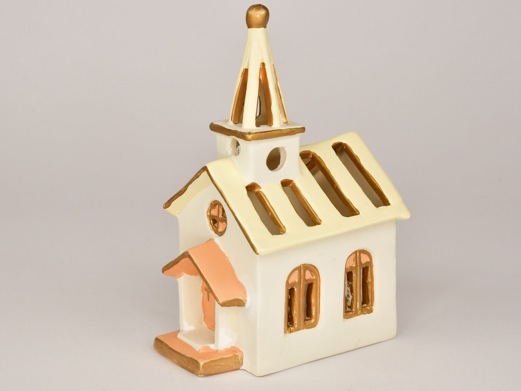 Light house for tea lights, coloured ceramic, interior decoration