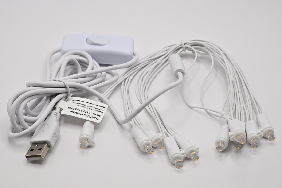 LED-USB Lichterkette 10-fach HALB-USB mit Schalter, 2 Meter