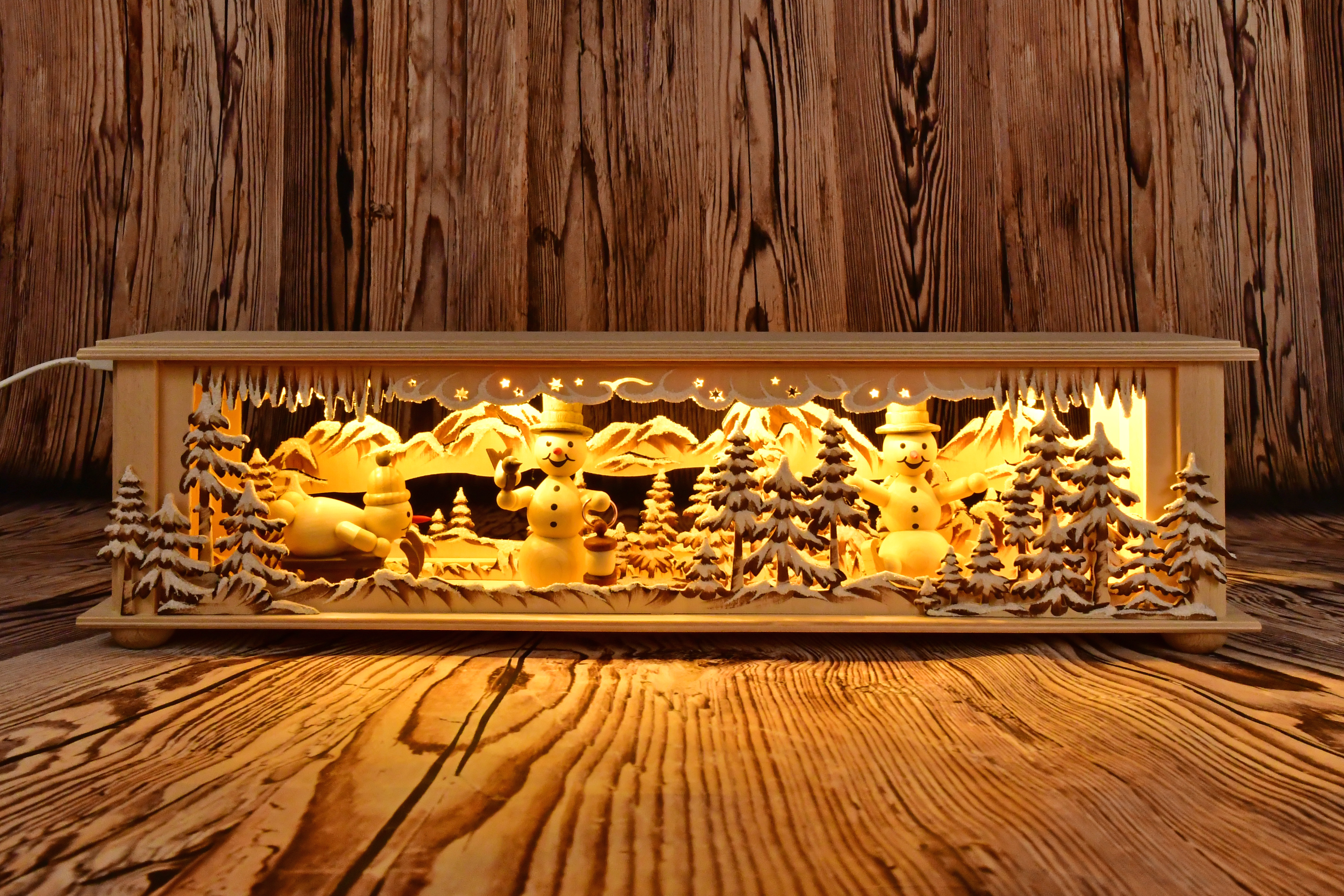 Small room light, snowmen, hand-painted brown, hoarfrost