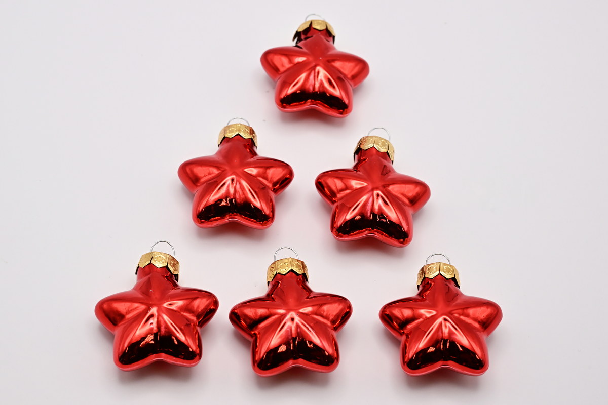 Glassterne, rot, 40 mm, 12 Stk.