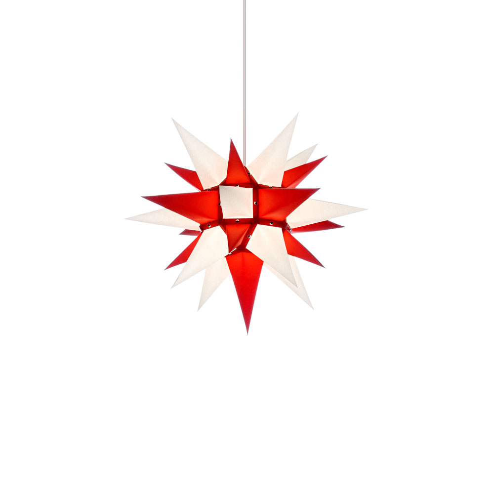 Herrnhut star i4, yellow with red core paper, approx. 40 cm